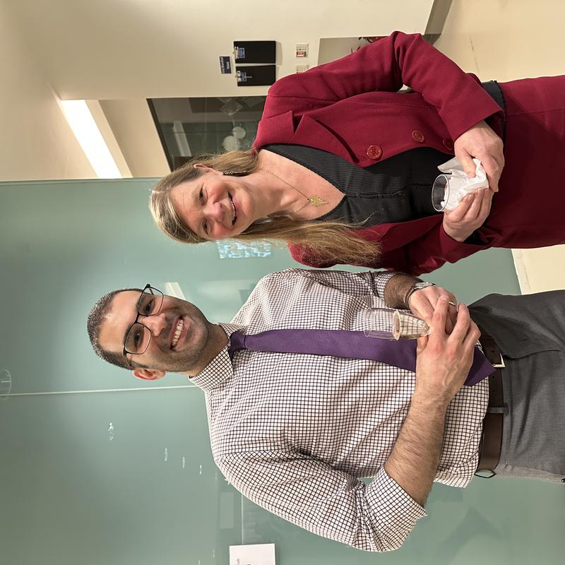 A photo of Dr Tarick El-Baba and Professor Elspeth Garman during the drinks reception