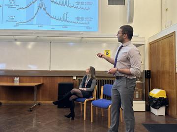 A photo of Tarick El-Baba and Corinne Lutomski during their presentation